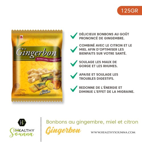 Bonbons Gingembre Miel Citron Achat en Ligne - Gingerbon - 125g